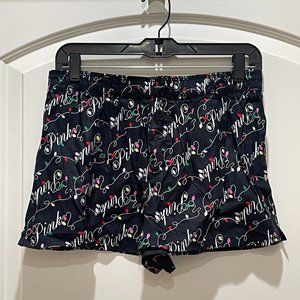 Victoria's Secret Pink Small Black Christmas Holiday Lights Pajama Shorts NWT